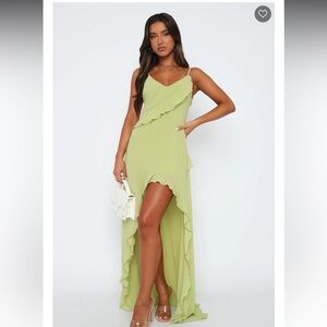 Green ruffle maxi dress